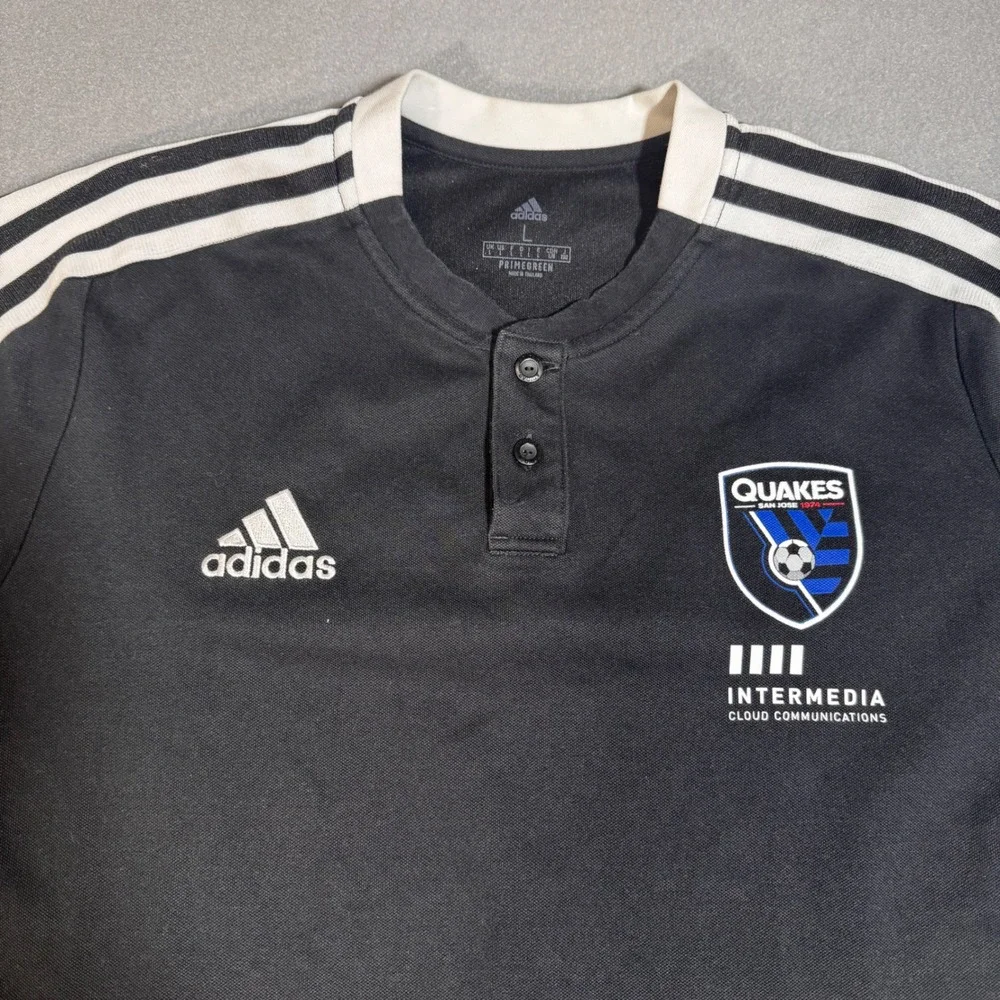 Adidas San Jose Earthquakes Soccer Polo Shirt Black Mens Large Aeroready Quakes